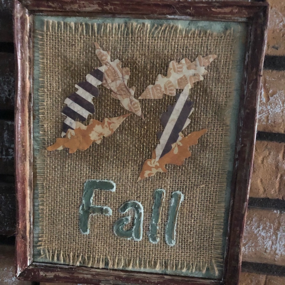 Rustic Framed Burlap Fall Art